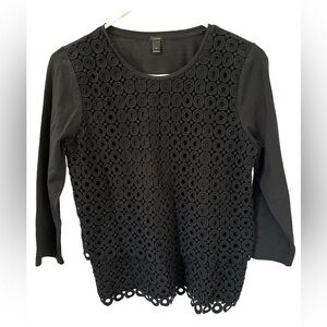 J.CREW Tiered Crochet Lace Shirt Crew Neck Casual Top - Small